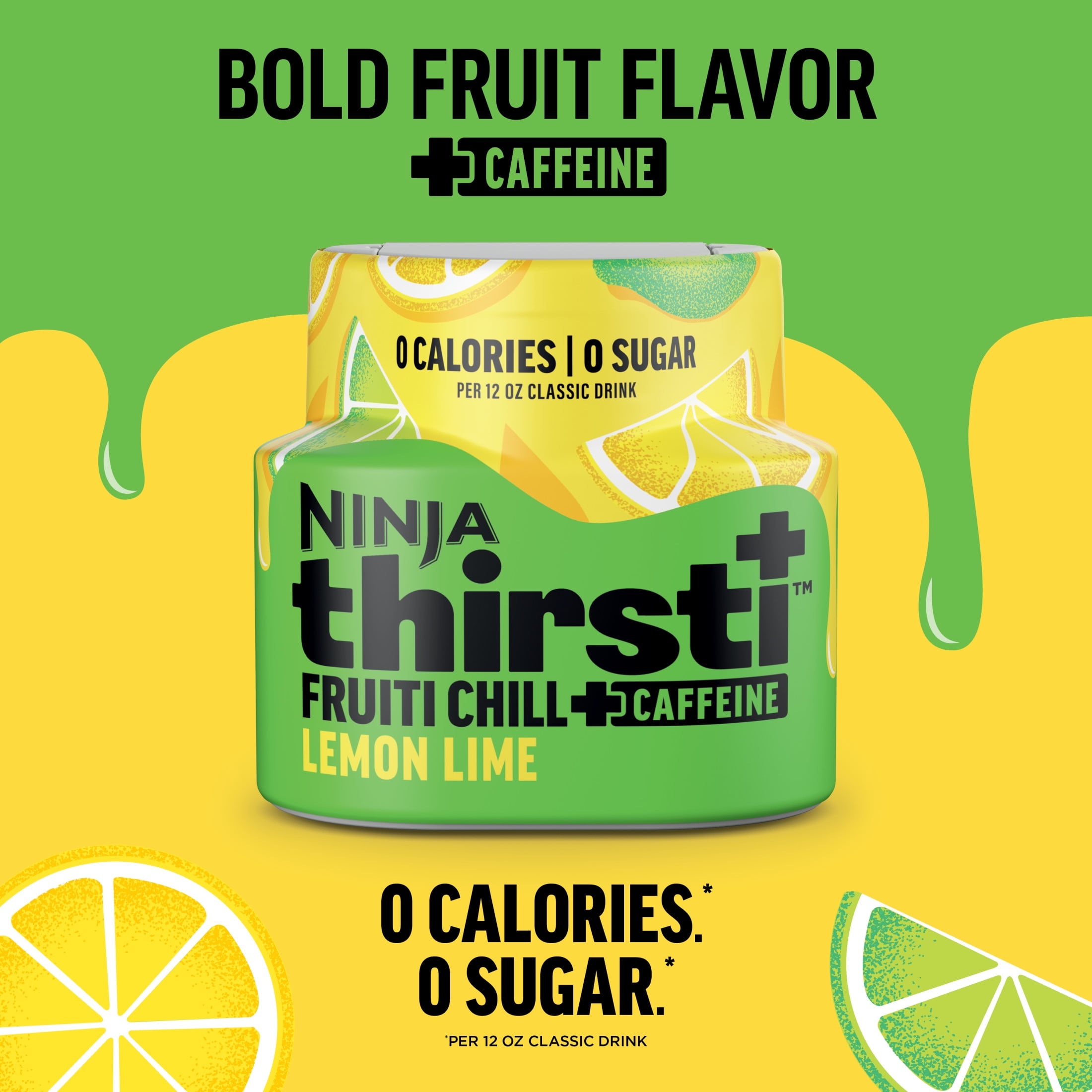 (2 pack) Ninja Thirsti FRUITI CHILL + CAFFEINE Lemon Lime Flavored Liquid Water Drops, 1 Flavor Pod, WCFLELI61