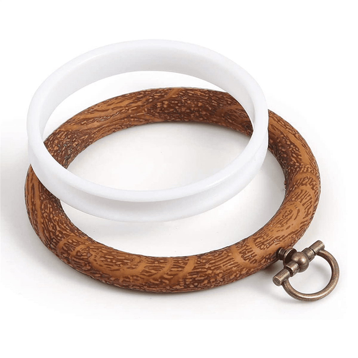 40Pcs Embroidery Hoops Imitated Wood Embroidery Circle Round Display Frame Circle for Art Craft Sewing and Hanging