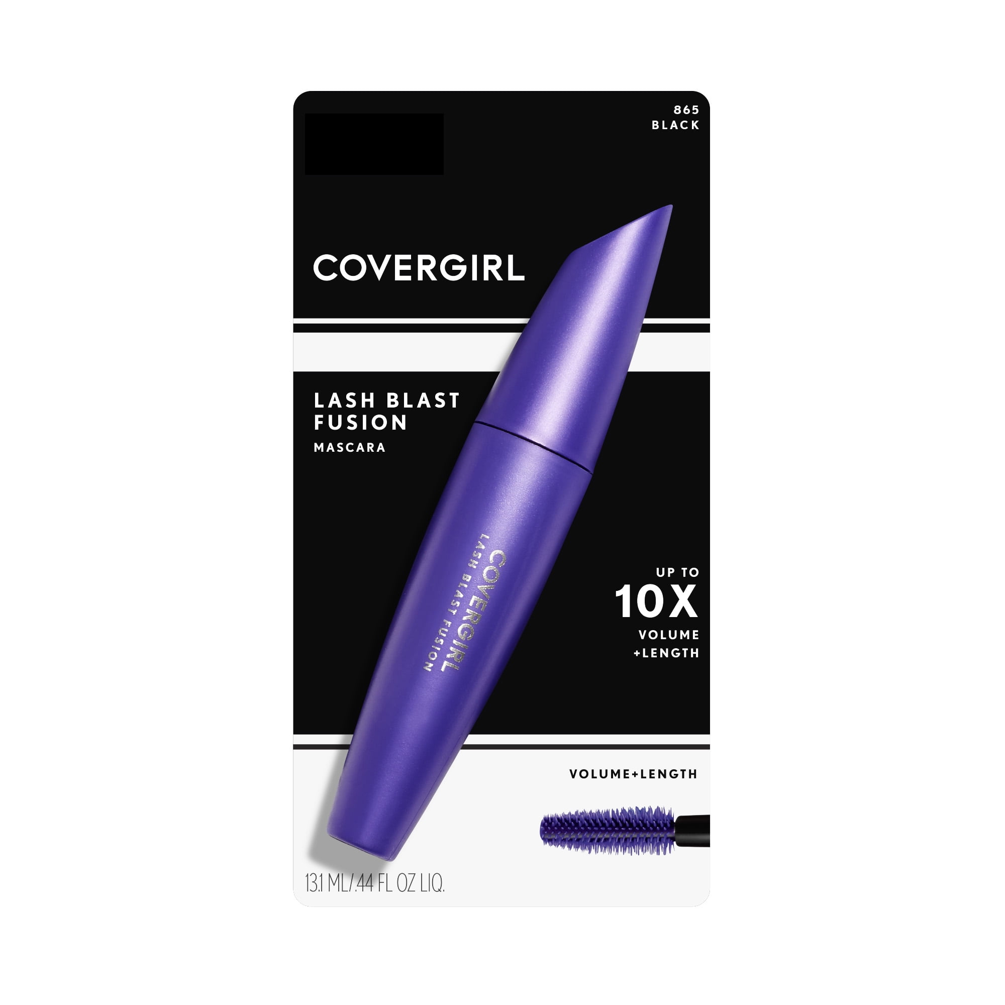 COVERGIRL Lash Blast Fusion Mascara, 865 Black, 0.44 oz, Mascara for Volume, Volume and Length Mascara, Oversized Brush, FIberstretch Formula, Cruelty Free