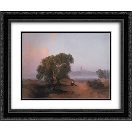 Aleksey Savrasov 2x Matted 24x20 Black Ornate Framed Art Print 'View of Pechersk Lavra in Kiev from the Dnieper'