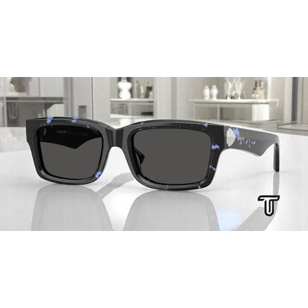 BURBERRY BE4443F 411187 Blue Havana Dark Grey 55 mm Men's Sunglasses