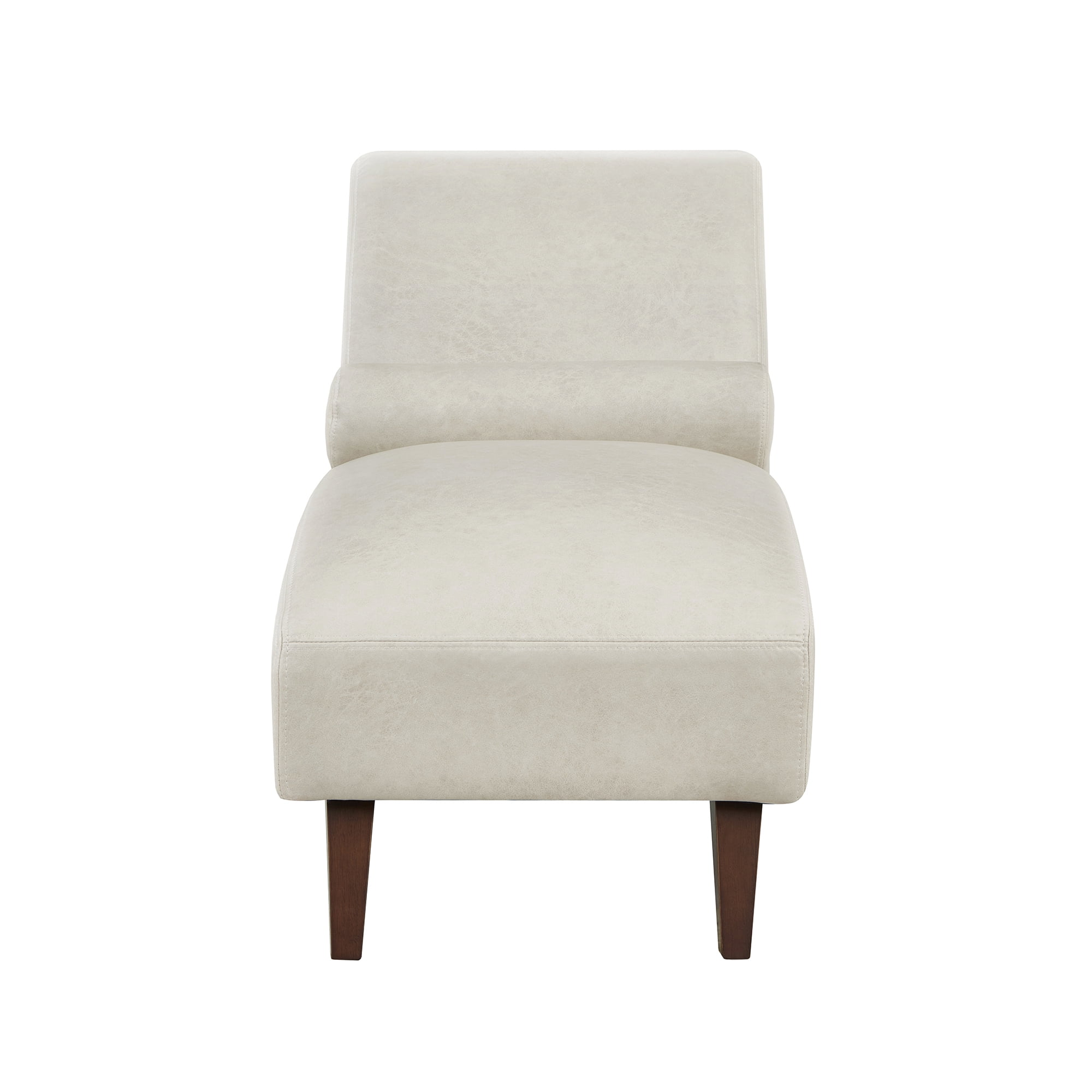 Leumius Chaise Lounge Chair with Bolster Pillow, Upholstered in Premium Tech Fabric, Mid-Century Modern Curved Lounger for Living Room, Bedroom and Reading Nook Beige