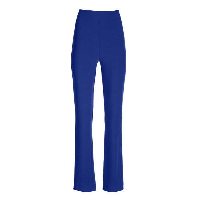 wybzd Women Casual Stretchy Pants Work Business Slacks Dress Pants Straight  Leg Trousers with Pockets Blue S