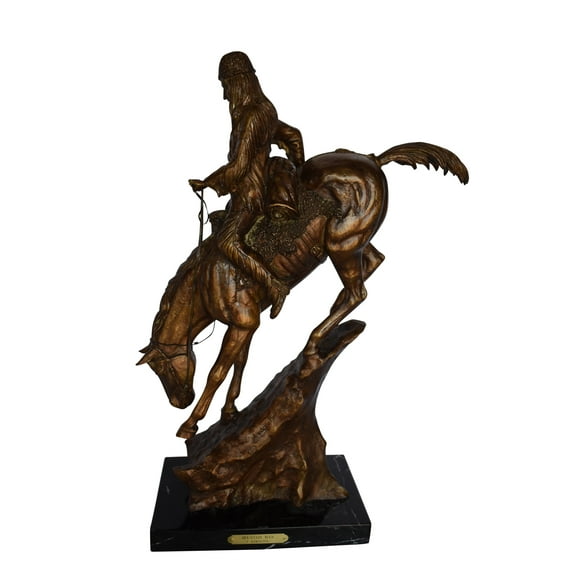 Mountain Man Bronze Statue, a Remington Replica - Size: 18"L x 8"W x 28"H.
