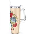 thumbnail image 2 of 40oz Pioneer Colorful Floral Stainless Steel Flip Straw Tumbler with Lid and Straw Spill Proof Travel Cup Double Wall Vacuum Insulated Coffee Mug with Handle White, 2 of 7