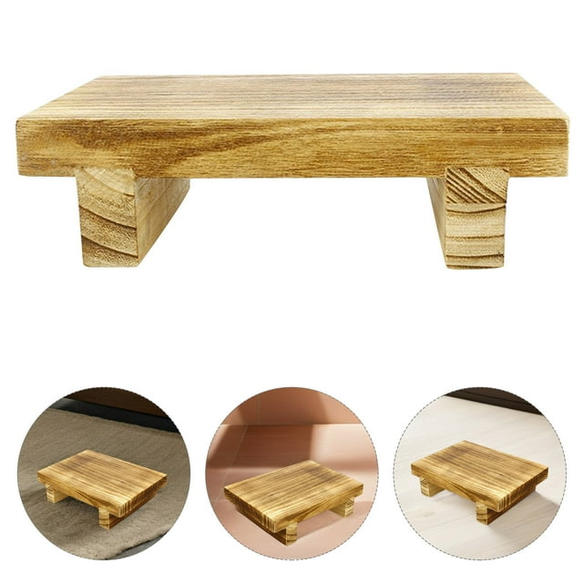 HINTRMENT Farmhouse Step Stool Wooden Rectangular Khaki 1 Set