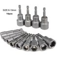 thumbnail image 2 of Magnetic Nut Setter Driver Drill Bit Set, 6-19mm Metric Nut Drivers, Bolt and Nut Remover Tool, 14 Pieces Nut Extractor Socket, , 65mm Length, 2 of 5