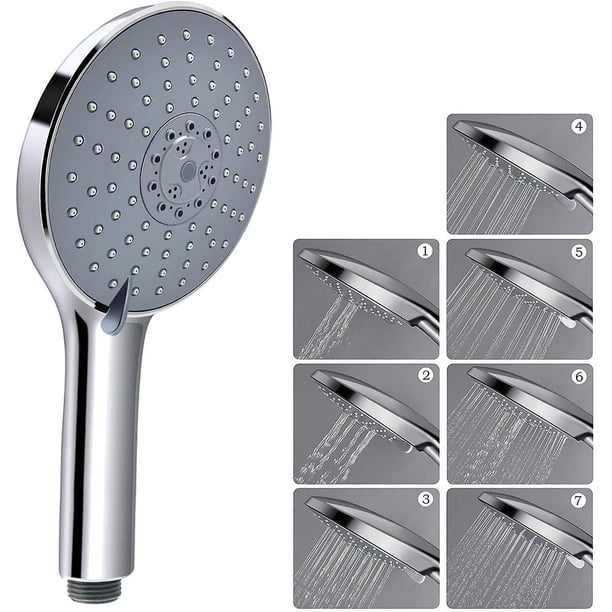 Ducha de mano, cabezal de ducha de alta presión con panel grande de 6", ducha de mano de masaje universal con 7 modos de pulverización, ABS cromado Rojo Verde Cocina, Decoración y Otros