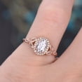 thumbnail image 2 of HeartsAndYou 1.7ct Oval Cut Moissanite Leaf Design Halo Engagement Ring for Women 18k Rose Gold over Silver, 2 of 6
