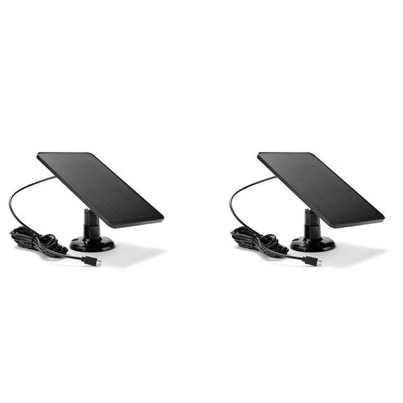 2X Waterproof 10W Solar Panel Charger for Home Security Camera Solar Cells Powered Charger with Charging Cable,Black