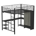 thumbnail image 4 of Ktaxon Lit Mezzanine Simple avec Garde-Robe, Cadre de Lit Superposé avec Bureau et Lumière DEL, Noir, 4 of 8