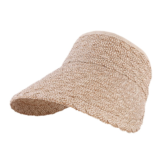 Straw Visors for Women Wide Brim Beach Sun Hat Summer UV Protection Visor Hat Foldable Packable Roll Up Cap UPF 50