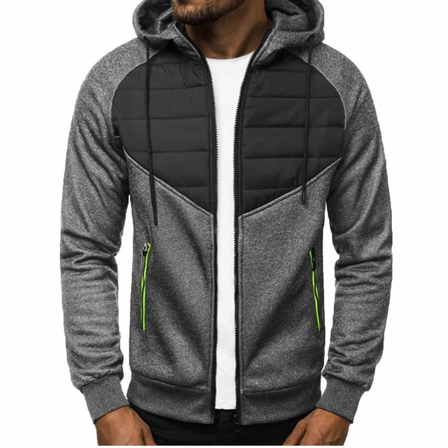 Hombres nueva moda Casual Patchwork Delgado Sudadera con capucha prendas de vestir blusa cremallera sudadera abrigo Fridja hkj5048