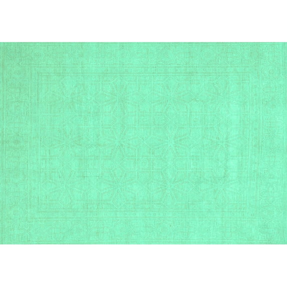 Ahgly Company Indoor Rectangle Abstract Turquoise Blue Modern Area Rugs, 2' x 5'