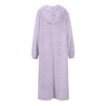 thumbnail image 5 of Women's Casual Round Neck Long Sleeve Pullover Loose Wool Hooded Dress for Winter Comfort and Everyday Wear,Light Purple,2XL, 5 of 8