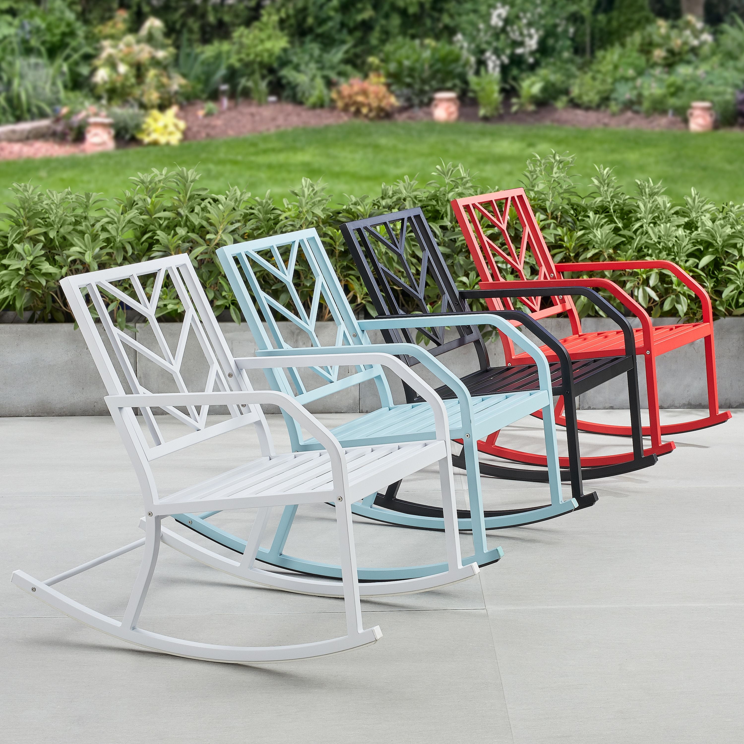 White Mainstays Outdoor Rocking Chair