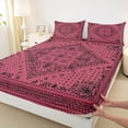 thumbnail image 3 of Manfei Boho bohemian Floral Twin Sheet Sets,Vintage Damsk Twin Fitted Sheet,Pink Black Flat Sheet For Men Women,Super Cozy Room Decor,3pcs, 3 of 7