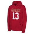 thumbnail image 2 of Youth Outerstuff Brock Purdy Scarlet San Francisco 49ers Mainliner Player Name & Number Hoodie, 2 of 3