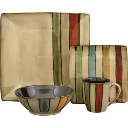 Sango 16 Piece (Sango Vertigo Black 16 Piece Set, Including 4 Dinner Plates, 4 Salad Plates, 4 Soup Bowls, and 4)