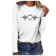 thumbnail image 1 of Pompotops T-shirt Décontracté Imprimé pour Femmes Col Rond Manches Longues Blouse, 1 of 5