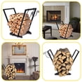 thumbnail image 5 of Fire Wood Rack Indoor/ Outdoor Decorative Fireplace Wood Holder，Assemblable Log Storage Rack with Side Kindling Rack, 5 of 7
