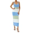 thumbnail image 2 of Fortune Robe Tricotée pour Femmes Rayée/couleur Unie Taille Dos Nu Longue, 2 of 9