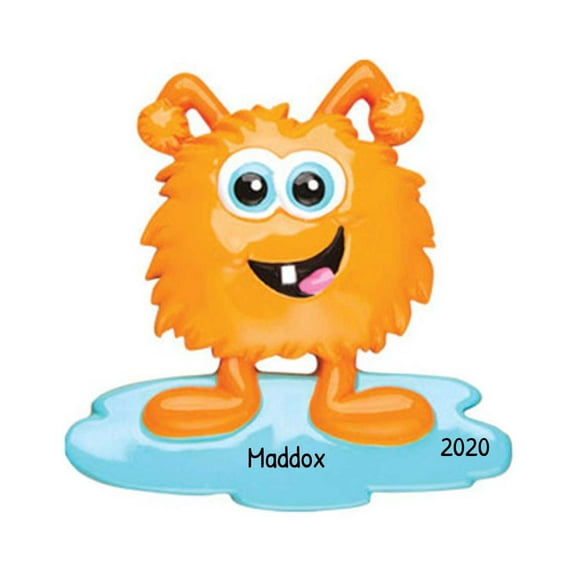 Personalized Kids Ornament Orange Monster Character 1 Count - Ornaments by Elves