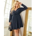 thumbnail image 3 of Zeagoo Plus Size Women's Sequin Glitter Dress Crushed Long Sleeve Sexy V Neck Club Party Pleated Swing Skater Dress, 3 of 7