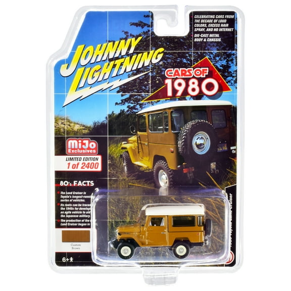 1980 Toyota Land Cruiser Custom Brown with White Top and White Interior Limited Edition to 2400 pieces Worldwide 1/64 Diecast Model Car by Johnny Lightning