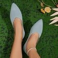 thumbnail image 4 of Nrmvnmi Women's Knit Dress Shoes Pointed Toe Flat Bottomed Casual Sports Shoes Sky Blue Mothers Day Gifts, 4 of 8