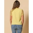 thumbnail image 4 of DARING DIVA  V Neck Stand Collar Short Sleeve Blouse L Yellow, 4 of 6