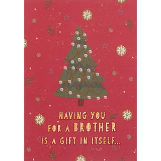 Designer Greetings Pine Needles on Dark Red : Light of The World Religious Christmas Card for Grandson