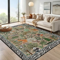 Garvee 10'x13' Forest Jungle Area Rug Animal Print Carpet, Washable Rug Non-Slip Non-Shedding Modern Floor Mats for Living Room Bedroom Home Decor, Brown