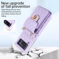 thumbnail image 2 of Crossbody Wallet Case for Samsung Z Flip 4, [6 Card Slots] Leather Purse Phone Case Luxury Buckle Closure Card Holder Shoulder Strap Handbag Case Women for Samsung Galaxy Z Flip 4, Purple, 2 of 9