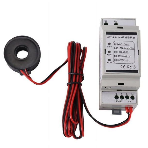 Medidor de potencia eléctrica de CA en kWh, voltímetro, amperímetro, medidor de voltaje digital, medidor de energía de riel DIN, transformador cerrado de 9,5 mm