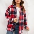 thumbnail image 2 of jsaierl Womens Shacket Jacket Flannel Shacket Fall Plaid Jackets Long Sleeve Button Down Shirts Boyfriend Blouses Tops, 2 of 7
