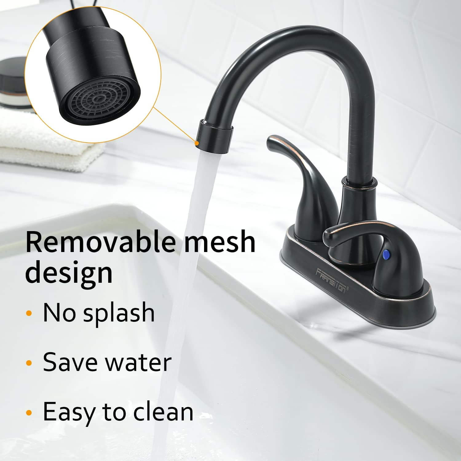 Kede 4 Inch Faucet 2 Handle Bathroom Sink Faucet Lead-Free Oil Rubbed Bronze Bath Sink Faucet with Pop-up Drain Stopper and Supply Hoses