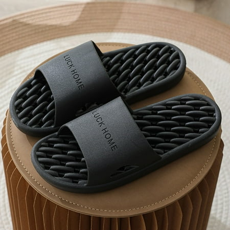 

Cathalem Mens Couple Shoes Solid Color Non Slip Hollow Water Leakage Slippers Summer Home Animal Slippers for Men Size 11 Black 10