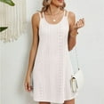 thumbnail image 4 of ATOYSOY Women's Elegant Casual Eyelet Spaghetti Strap Nightdress Loose Mini A Line Dress Beach Sundress Sleeveless Solid Color Scoop Neck Dress for Girls White M, 4 of 5