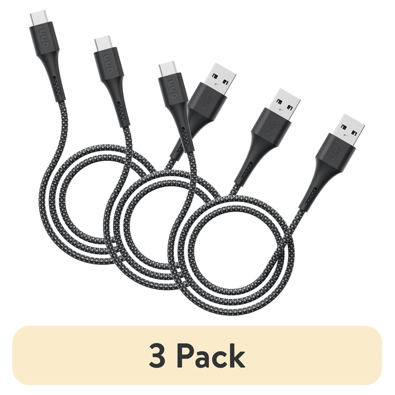 onn USB-A to USB-C Braided Charging Cable 6ft (3-Pack) photo 1