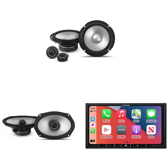 Alpine iLX-407 7-Inch Multimedia Receiver Apple Carplay and Android Auto & 1 Pair Alpine S2-S65C Type S 6.5" Component Speakers and 1 Pair S2-S69 Type S 6x9 Coax