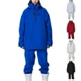 thumbnail image 3 of Xfvqtps Men and Women Ski Jacket and Pant Set Snowboarding Suit 1/2 Zipper Hooded Coat and Cargo Pants Solid Color Waterproof Windproof Winter Warm Snowsuits Blue, 3 of 3