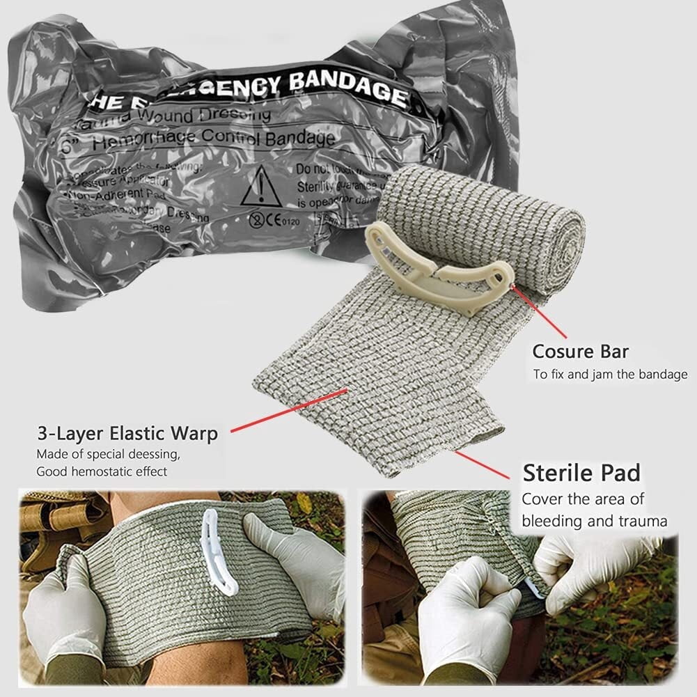 Trauma Refill Kit Med Pack | Vented Chest Seal | Israeli Bandage | Tourniquet-12 | Splint | Compressed Gauze | Bandages | First Aid Kit EMT Bleeding Control Pack for Camping Hiking - RED
