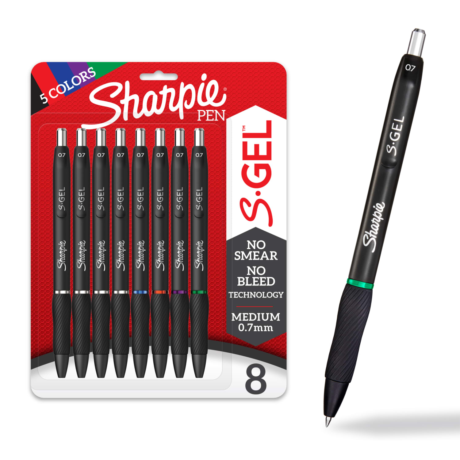 Sharpie S-Gel Gel Pens, Medium Point, 0.7mm, Assorted, 8 Count