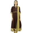 thumbnail image 2 of Atasi Women's Long Brown Cotton Anarkali Salwar Suit Casual Ethnic Clothing-4, 2 of 9