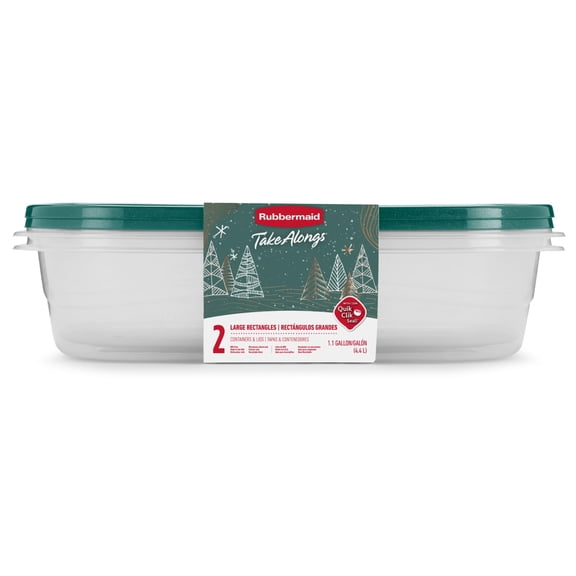 Rubbermaid TakeAlongs Large Rectangle Food Storage Containers, 1G, Blue Spruce, 2 Count