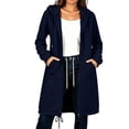 thumbnail image 2 of Women's Loose Fit Fleece Lined Winter Hooded Full Zip Long Sleeve Jacket Coat Casual Warm Outwear | CSEONE,Navy S, 2 of 8