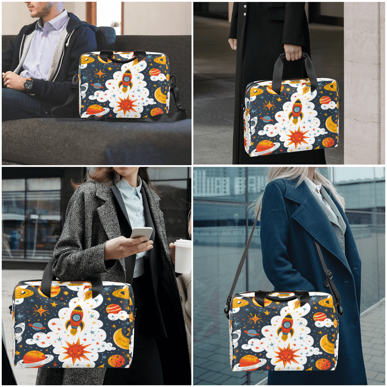 Herdesigns Outer Space Laptop Bag for Women Men, Computer Case Briefcase Messenger Bags, 15-15.6 inch Laptop Sleeve Shoulder Bag