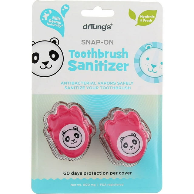 Cepillo de dientes desinfectante para cepillos de dientes DrTung's Kids Snap-on, paquete de 2