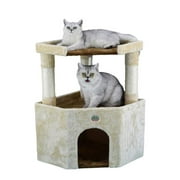 Go Pet Club F95 32 in. Cat Tree Condo with Large Perch, Beige & Brown